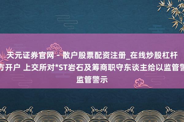天元证券官网 - 散户股票配资注册_在线炒股杠杆官方开户 上交所对*ST岩石及筹商职守东谈主给以监管警示