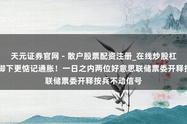 天元证券官网 - 散户股票配资注册_在线炒股杠杆官方开户 脚下更惦记通胀！一日之内两位好意思联储票委开释按兵不动信号