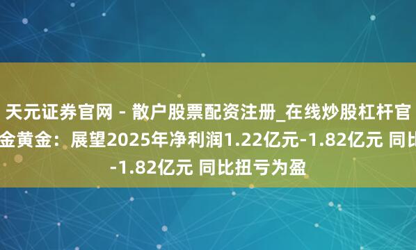 天元证券官网 - 散户股票配资注册_在线炒股杠杆官方开户 招金黄金：展望2025年净利润1.22亿元-1.82亿元 同比扭亏为盈