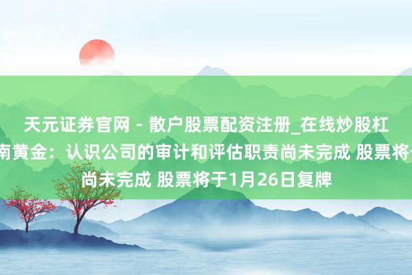 天元证券官网 - 散户股票配资注册_在线炒股杠杆官方开户 湖南黄金：认识公司的审计和评估职责尚未完成 股票将于1月26日复牌