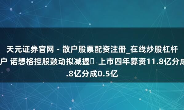 天元证券官网 - 散户股票配资注册_在线炒股杠杆官方开户 诺想格控股鼓动拟减握 上市四年募资11.8亿分成0.5亿