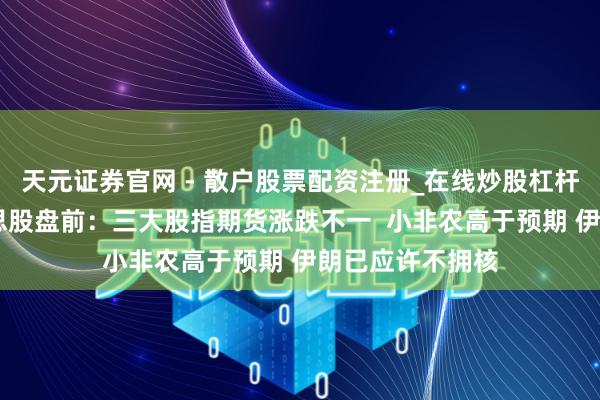 天元证券官网 - 散户股票配资注册_在线炒股杠杆官方开户 好意思股盘前：三大股指期货涨跌不一  小非农高于预期 伊朗已应许不拥核