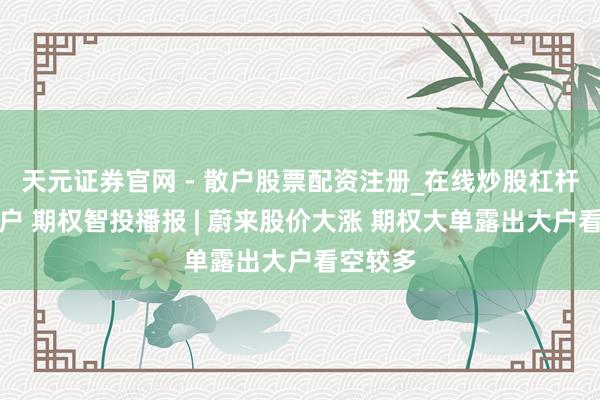天元证券官网 - 散户股票配资注册_在线炒股杠杆官方开户 期权智投播报 | 蔚来股价大涨 期权大单露出大户看空较多